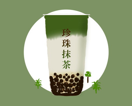 珍珠抹茶饮品海报