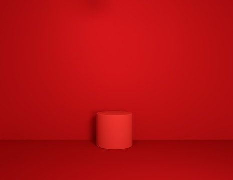 红色立方体场景C4D背景海报模
