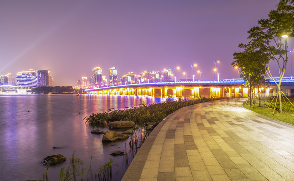 苏州金鸡湖大桥夜景