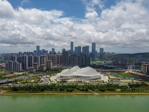 广西文化艺术中心南宁市五象航拍