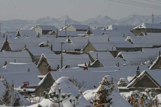 积雪覆盖的村庄