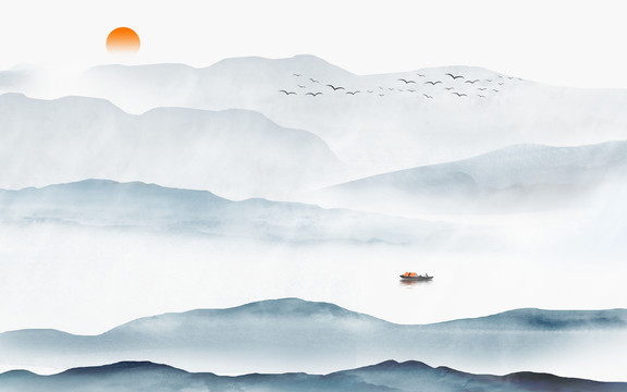 水墨山水背景墙