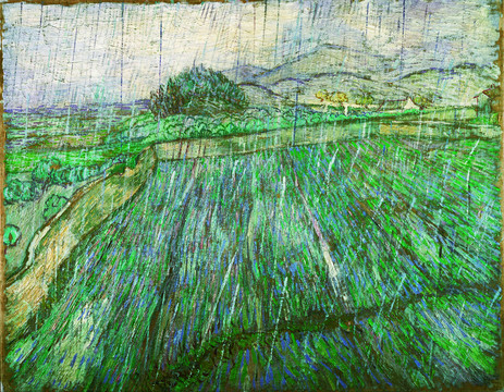 文森特·威廉·梵高梵高风景油画绿色麦田