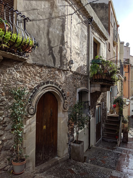 意大利陶尔米纳古建筑街景