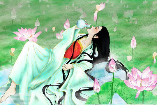 古风美人饮酒