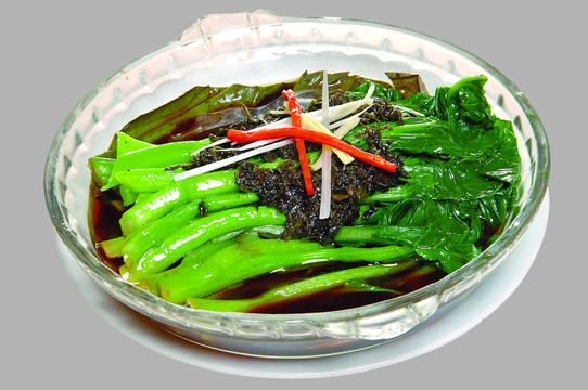 荷香榄菜蒸菜心