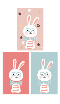 卡通兔子设计蝴蝶结兔子