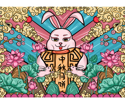 国潮中秋插画