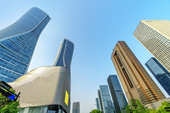 中国杭州城市的摩天大楼