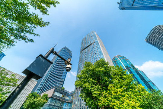 中国杭州城市的摩天大楼