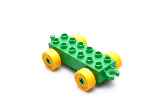 大颗粒积木玩具绿色小车