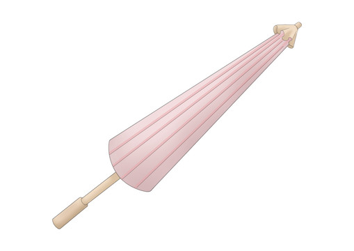 原创手绘古典收起来的粉色油纸伞