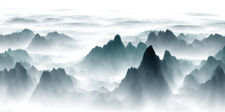 水墨山