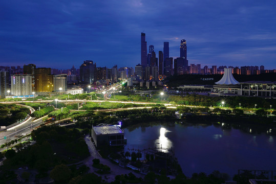 南宁东盟商务区城市风光夜景