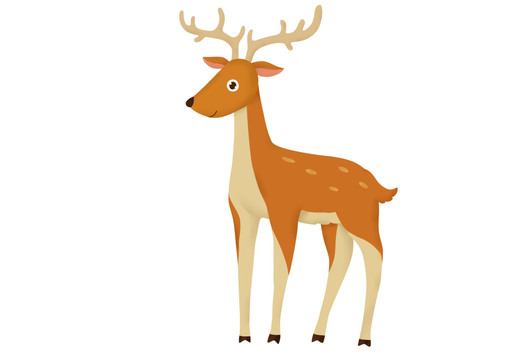 原创手绘可爱卡通动物鹿角小鹿