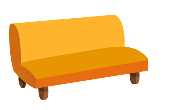 原创手绘卡通橙色沙发家具
