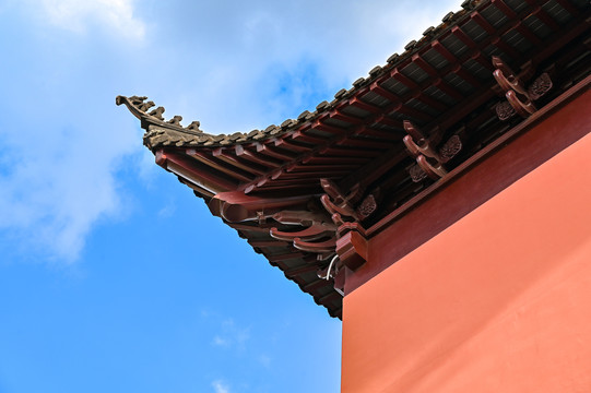 中式古建筑飞檐翘角特写