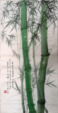 国画彩竹