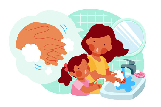 母女洗手教学插图