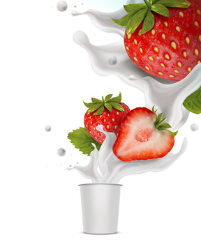 草莓优格冰淇淋与容器