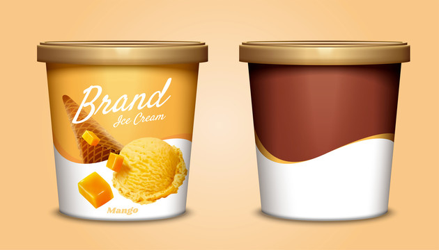 杯装芒果冰淇淋包装设计素材