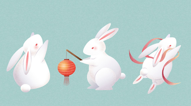 可爱兔子插画集合