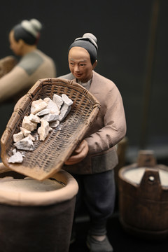 古代磁窑生产场景人物模型