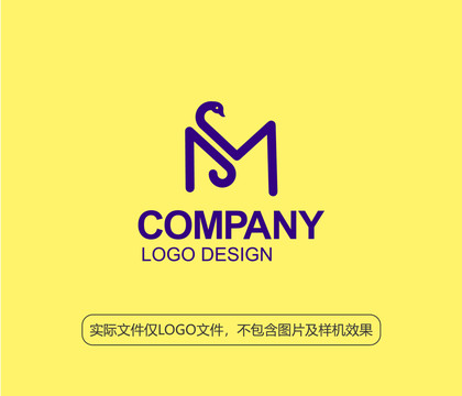 火烈鸟天鹅m字母LOGO