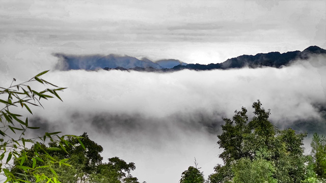 云雾缭绕大坪山