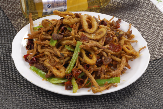干煸茶树菇鱿鱼