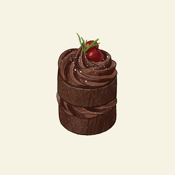 巧克力蛋糕甜品手绘元素