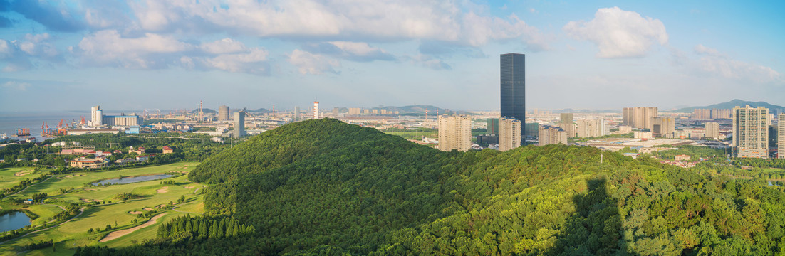 俯瞰中国江苏江阴城市风光全景