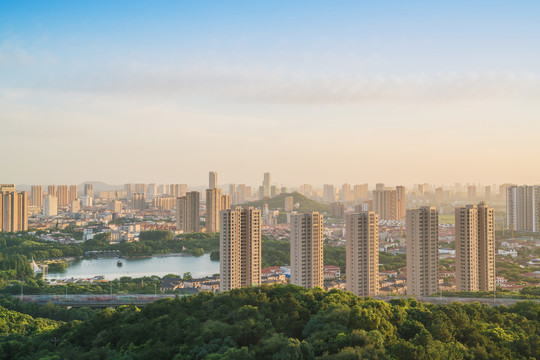 俯瞰中国江苏江阴城市风光全景