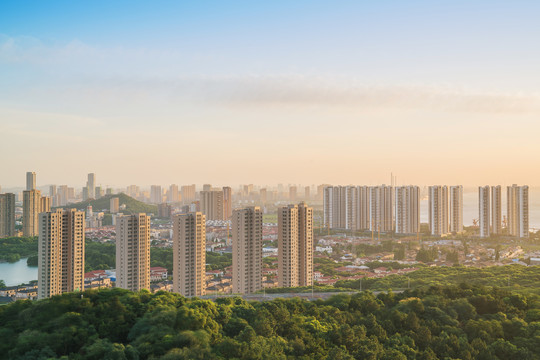 俯瞰中国江苏江阴城市风光全景