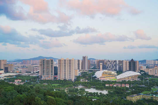 俯瞰中国江苏江阴城市风光全景