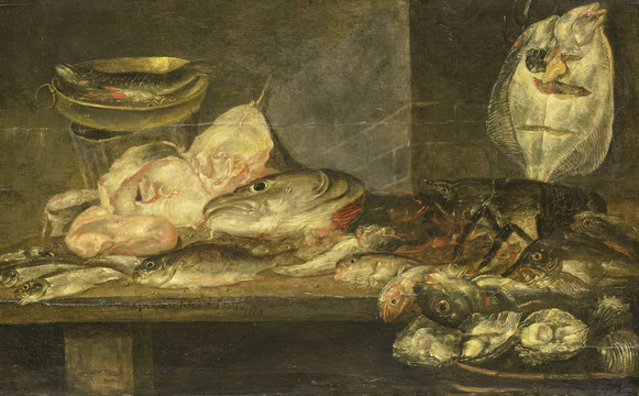 达芬奇静物鱼和牡蛎