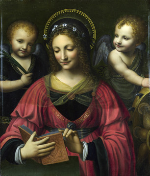 达芬奇手持圣经的圣母玛利亚