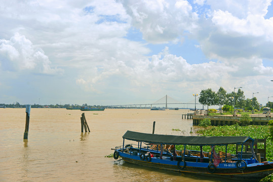 越南湄公河游船及自然风景