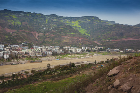 淹没的老屏山县城局部历史照片