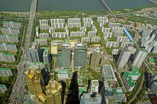 俯瞰韩国首尔城市