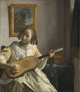 维米尔玩吉他的少女