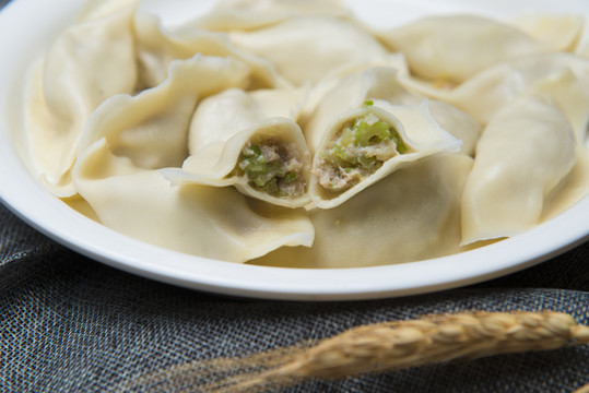 水饺馅特写