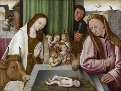 希罗尼穆斯·博斯双手合十的圣母与圣婴油画