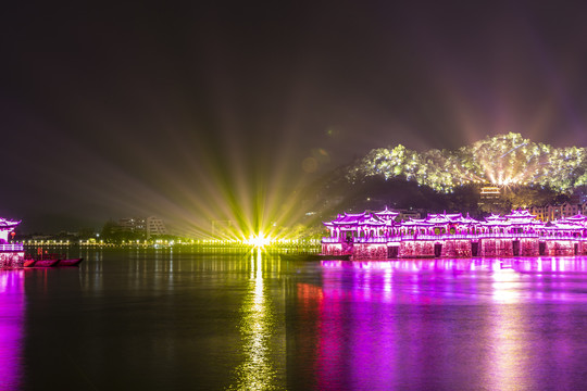 城市灯光秀美丽夜景