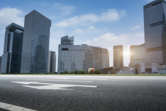 道路地面和城市建筑