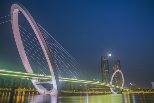 中国南京青奥桥和河西城市风光