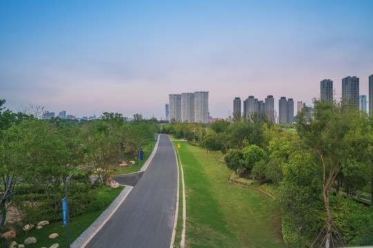 中国南京河西CBD建筑和景观带