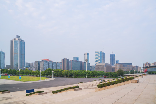 中国南京城市CBD建筑群和街景