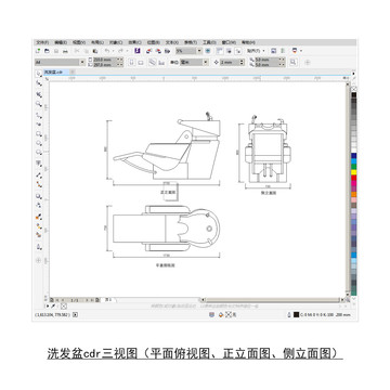 洗发盆cdr平面图立面图