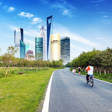 上海陆家嘴城市公园和高层建筑